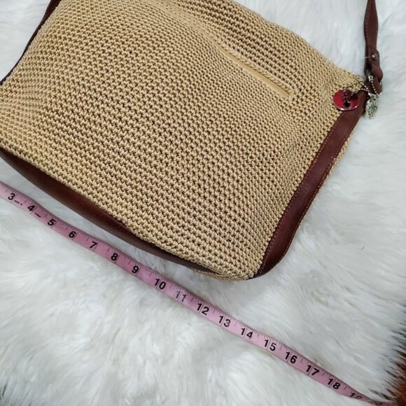 The Sak Chic Crochet Woven Leather Trim Sequoia Hobo Shoulder Bag, Tan/Brown - Picture 13 of 13